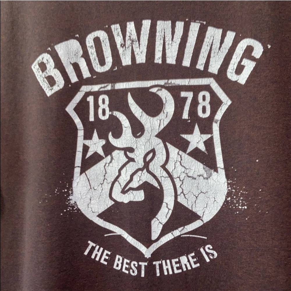 Browning 1878 “The Best There Is” Print Shirt Good Cond Deer Logo Graphic XL